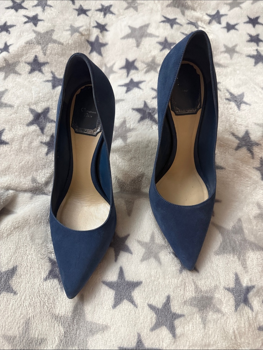 Dior Navy Blue Pointed-Toe Suede Pumps